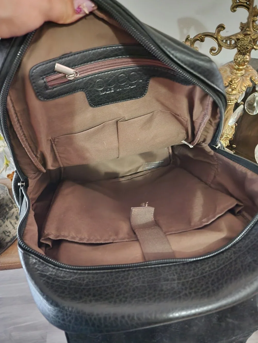 Black Faux Leather Laptop Backpack Travel Business School Unisex